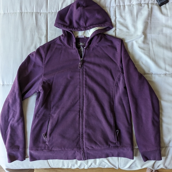 Purple L.L. Bean Fleece lined zip up hooded sweatshirt, medium - Picture 1 of 6